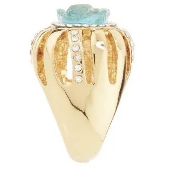 Kara Ross Goldtone Simulated Drusy & Crystal High Profile Gold Tone Ring Size 9 - Picture 11 of 12